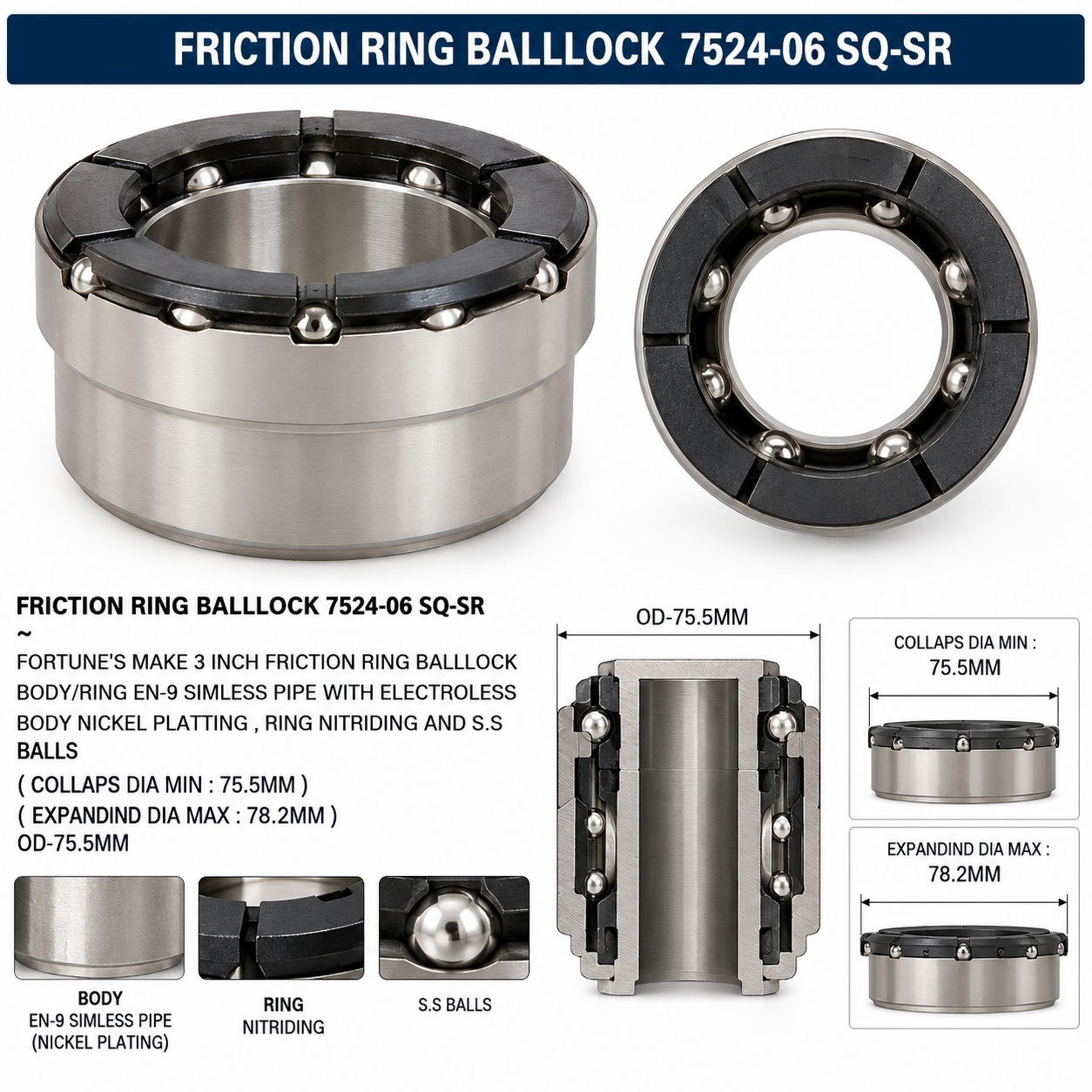 FRICTION RING BALLLOCK 7524-06 SQ-SR