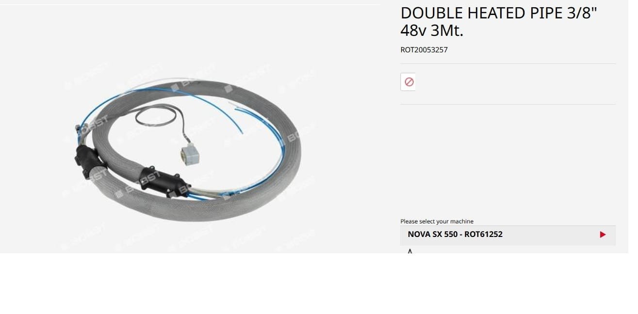 Double Heated Adhesive Hose 3/8", 48V, 3 Mtr – for BOBST Rotomec NOVA SX 550 Laminator