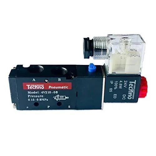 TECHNO 5/2 Single Solenoid Valve 1/4 inch 4V-210-08 - 220 VAC